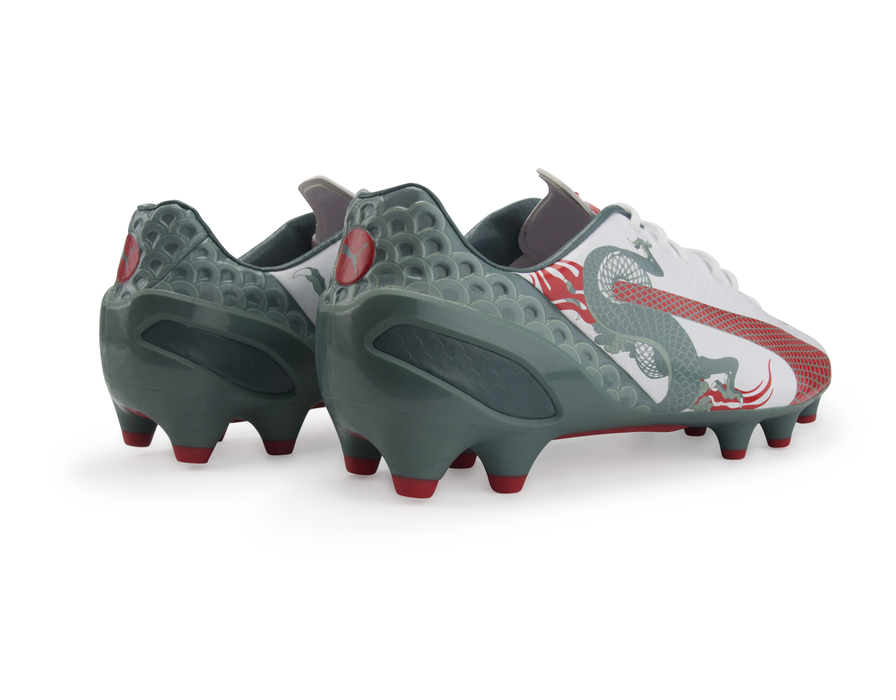 PUMA Men's evoSPEED 1.3 Graphic FG White/Sea Pine/High Risk Red - Image 6