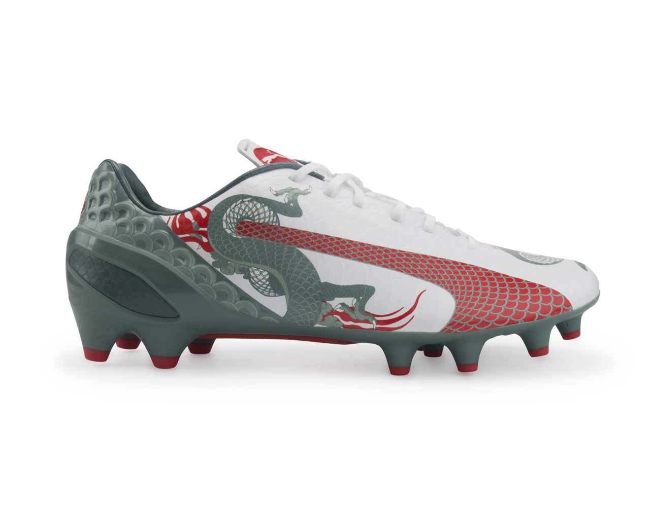 PUMA Men's evoSPEED 1.3 Graphic FG White/Sea Pine/High Risk Red
