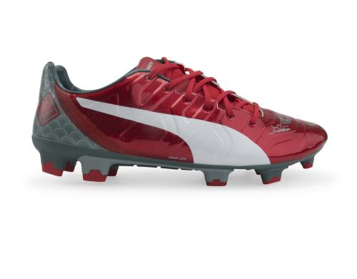 PUMA Men's evoPOWER 1.2 Graphic FG High Risk Red/White/Sea Pine