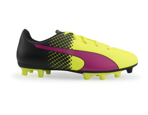 PUMA Kids evoSPEED 5.5 Tricks FG Pink Glow/Safety Yellow/Black