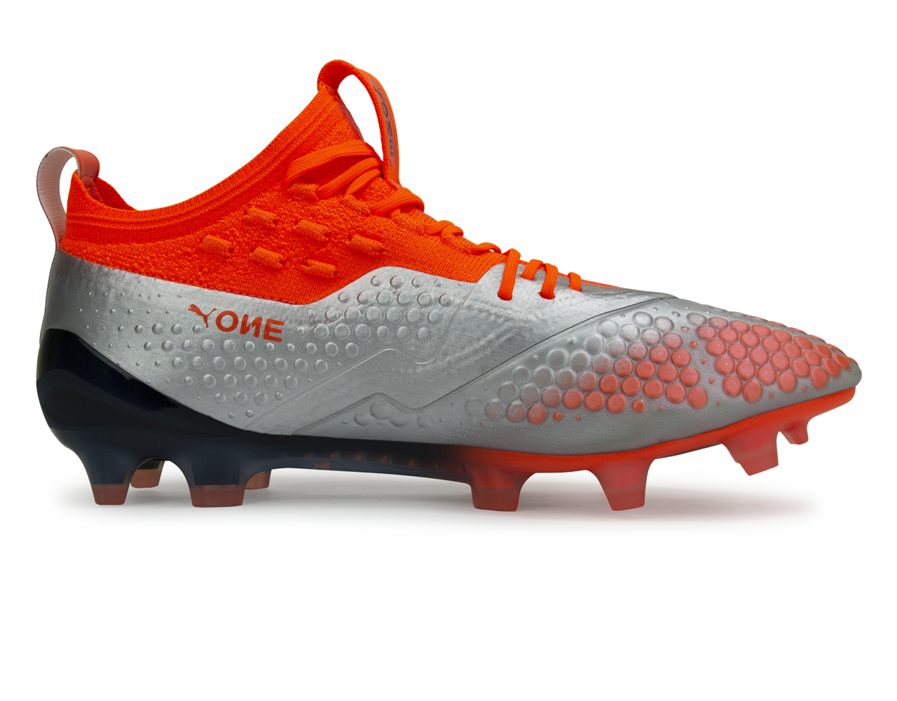 PUMA Men's One 1 Syn FG/AG Silver Orange/Black - Image 2