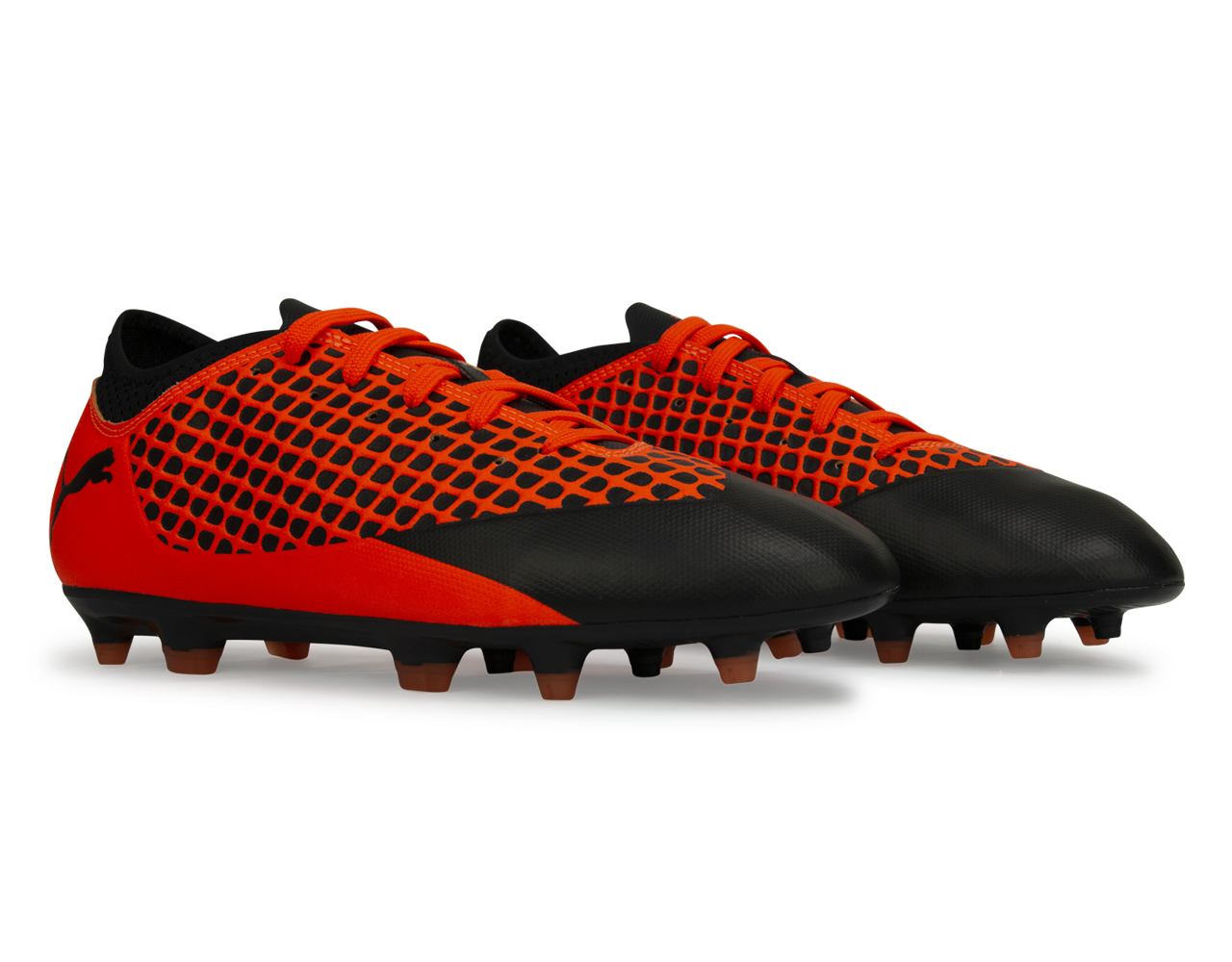 PUMA Kids FUTURE 2.4 NETFIT FG/AG Black/Shocking Orange - Image 3