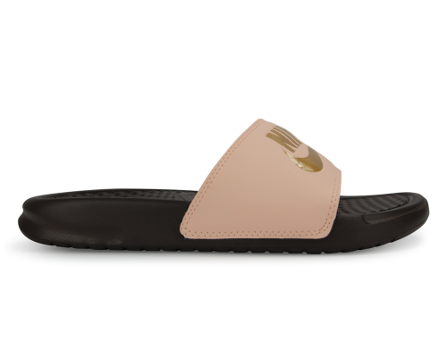 Nike Women's Benassi JDI Sandal Crimson Tint/Metallic Gold