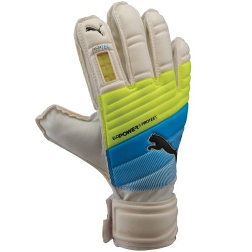 PUMA Kids evoPOWER Protect 3 Goalkeeper Gloves White/Fluro Yellow/Prism Vio