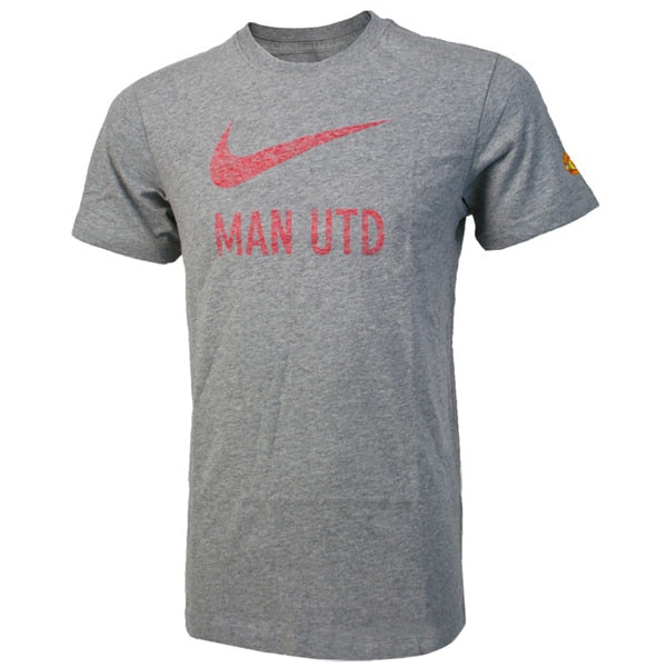 Nike Men's Manchester United Basic Tee Grey/Red - Image 2