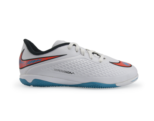 Nike Kids Hypervenom Phelon Indoor Soccer Shoes White/Blue Lagoon/Total Crimson