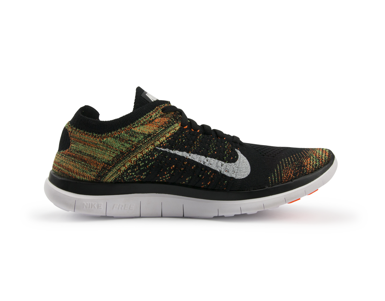Nike Men's Free 4.0 Flyknit Running Shoes Black/White/Poison Green - Image 2