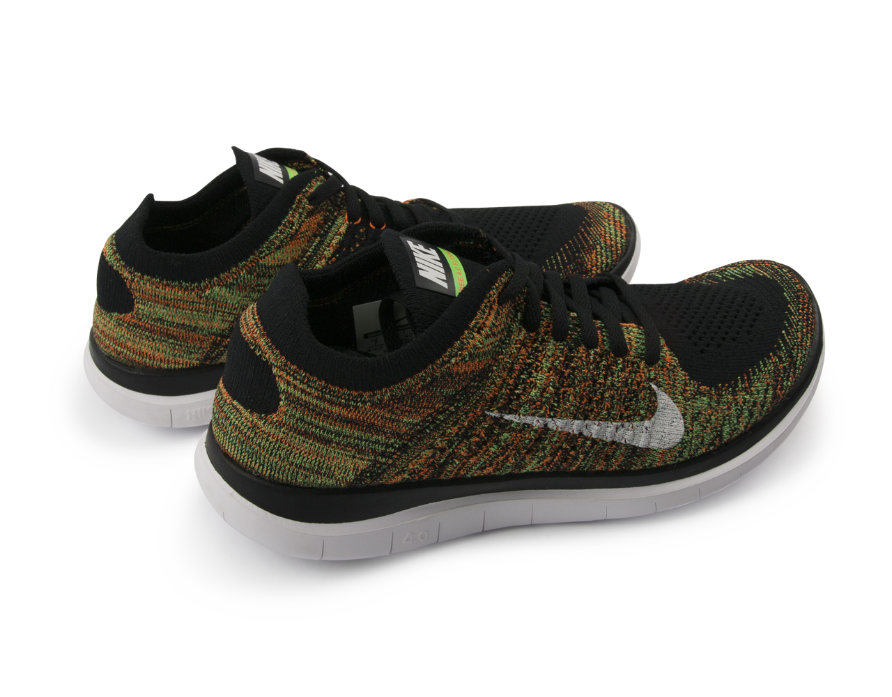 Nike Men's Free 4.0 Flyknit Running Shoes Black/White/Poison Green - Image 3