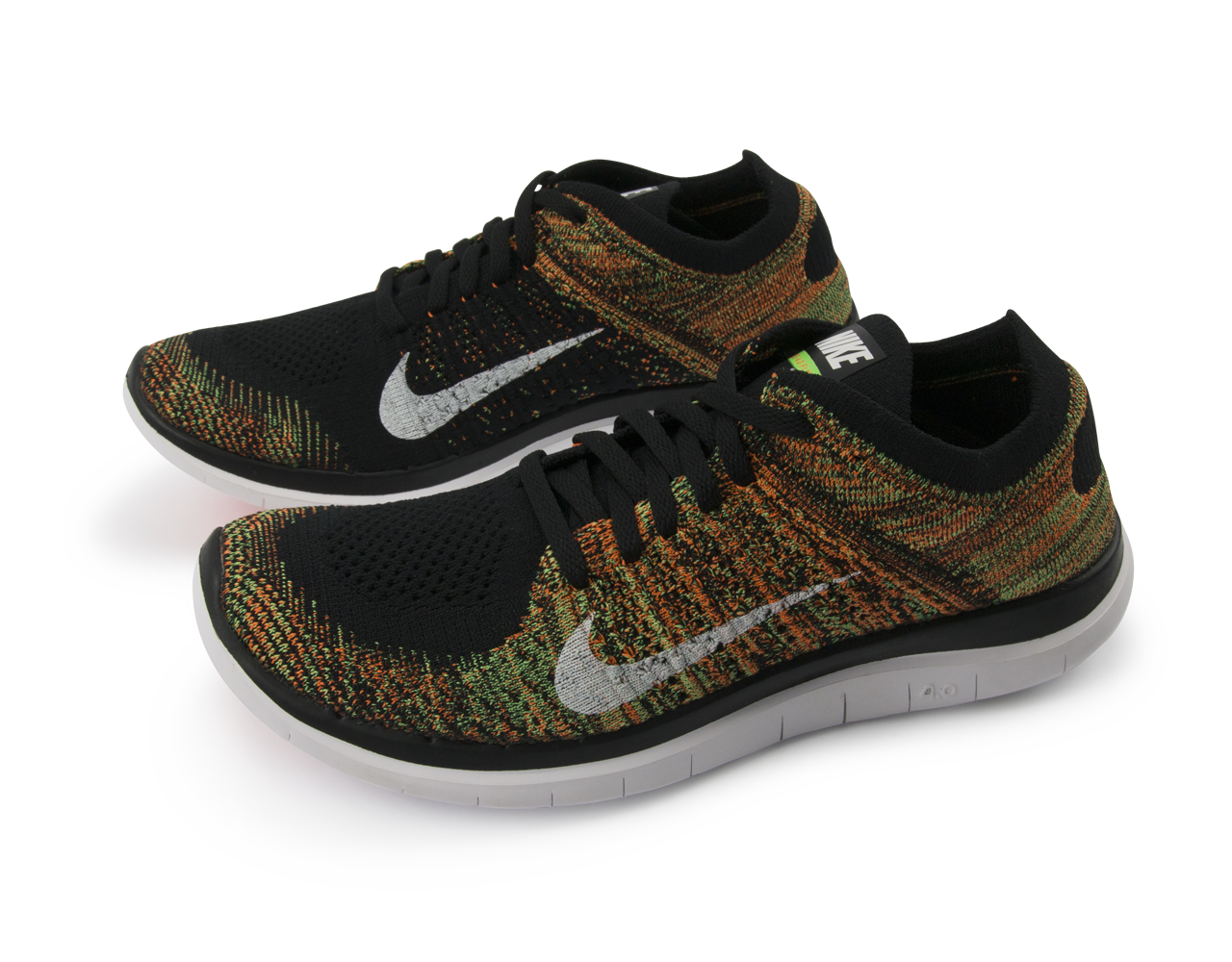 Nike Men's Free 4.0 Flyknit Running Shoes Black/White/Poison Green - Image 4