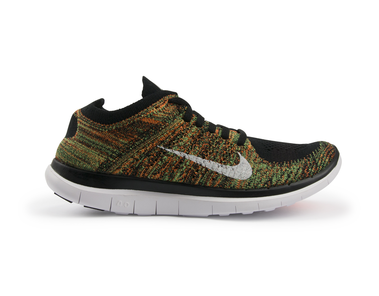 Nike Men's Free 4.0 Flyknit Running Shoes Black/White/Poison Green