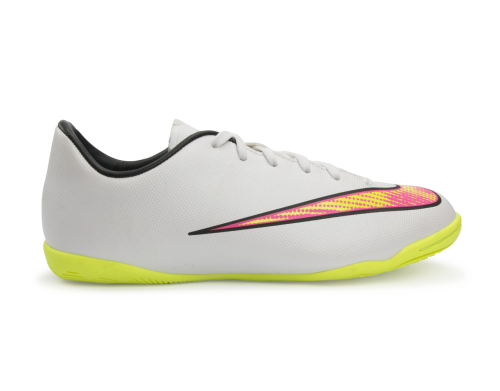 Nike Kids Mercurial Victory V Indoor Soccer Shoes White/Volt/Hyper Pink
