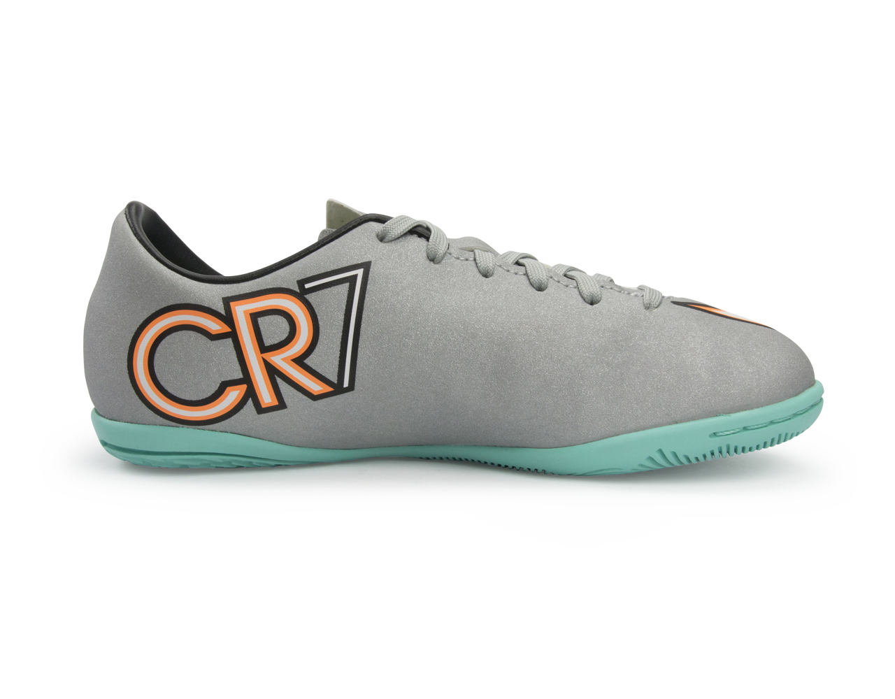 Nike Kids Mercurial Victory V CR Indoor Soccer Shoes Metallic Silver/Hyper Turquoise/Black - Image 2