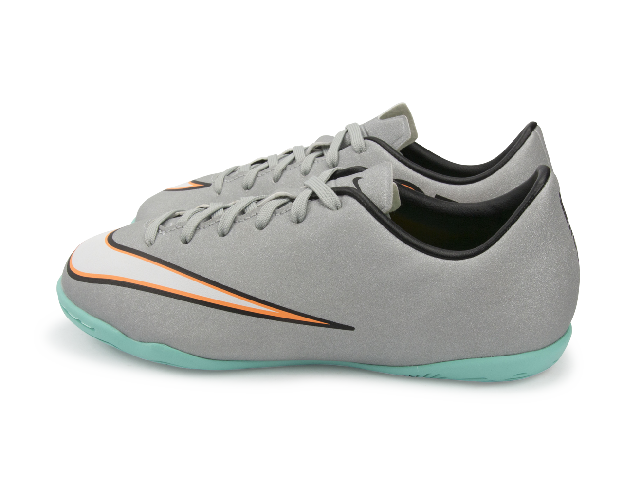 Nike Kids Mercurial Victory V CR Indoor Soccer Shoes Metallic Silver/Hyper Turquoise/Black - Image 4