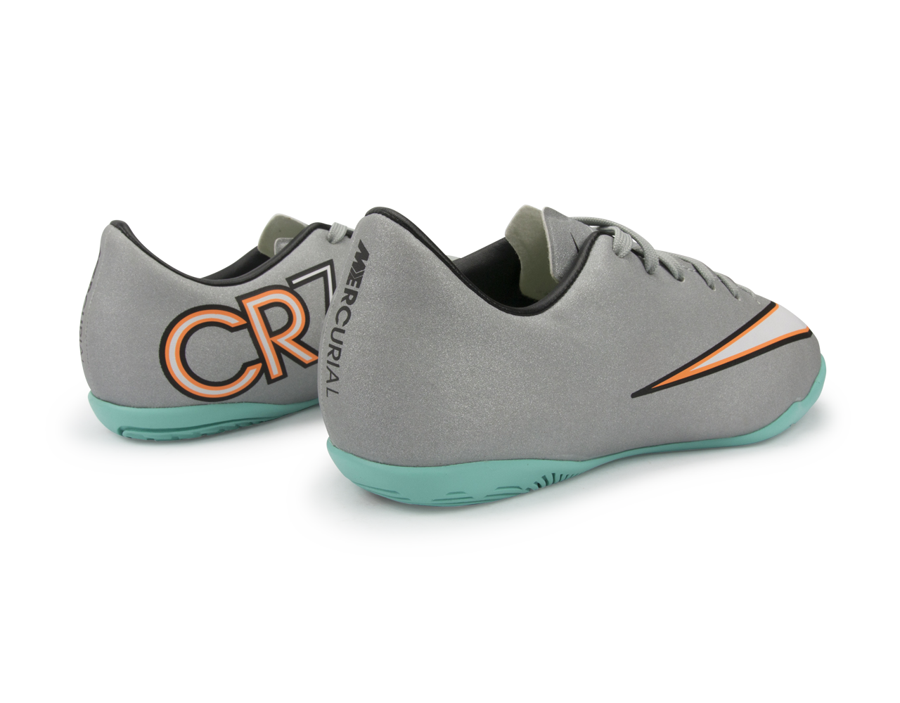 Nike Kids Mercurial Victory V CR Indoor Soccer Shoes Metallic Silver/Hyper Turquoise/Black - Image 6