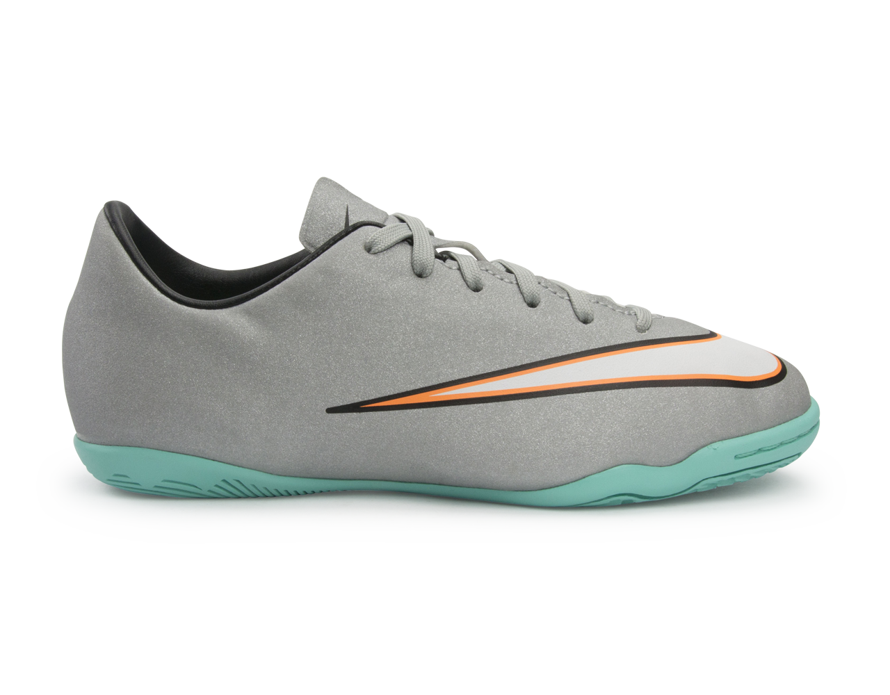 Nike Kids Mercurial Victory V CR Indoor Soccer Shoes Metallic Silver/Hyper Turquoise/Black