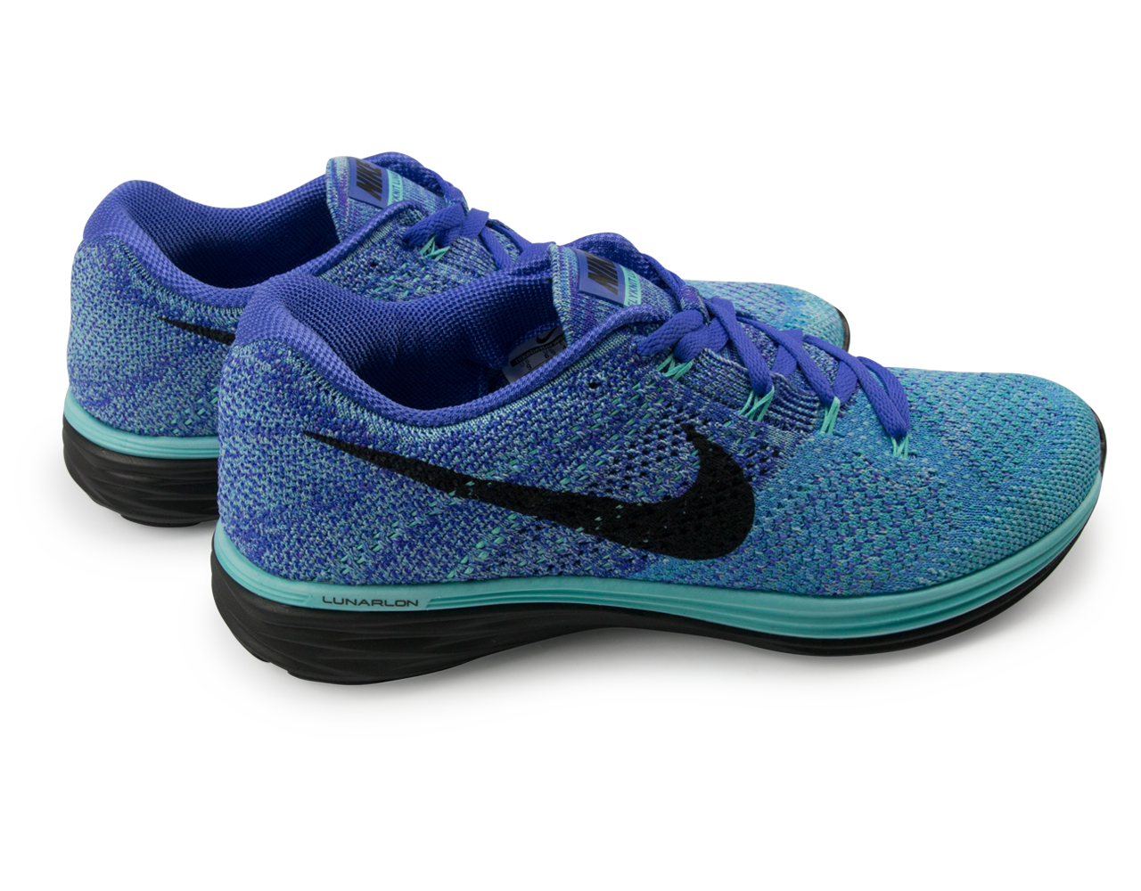 Nike Women's Flyknit Lunar 3 Running Shoes Light Aqua/Persian Violet/University Blue - Image 5