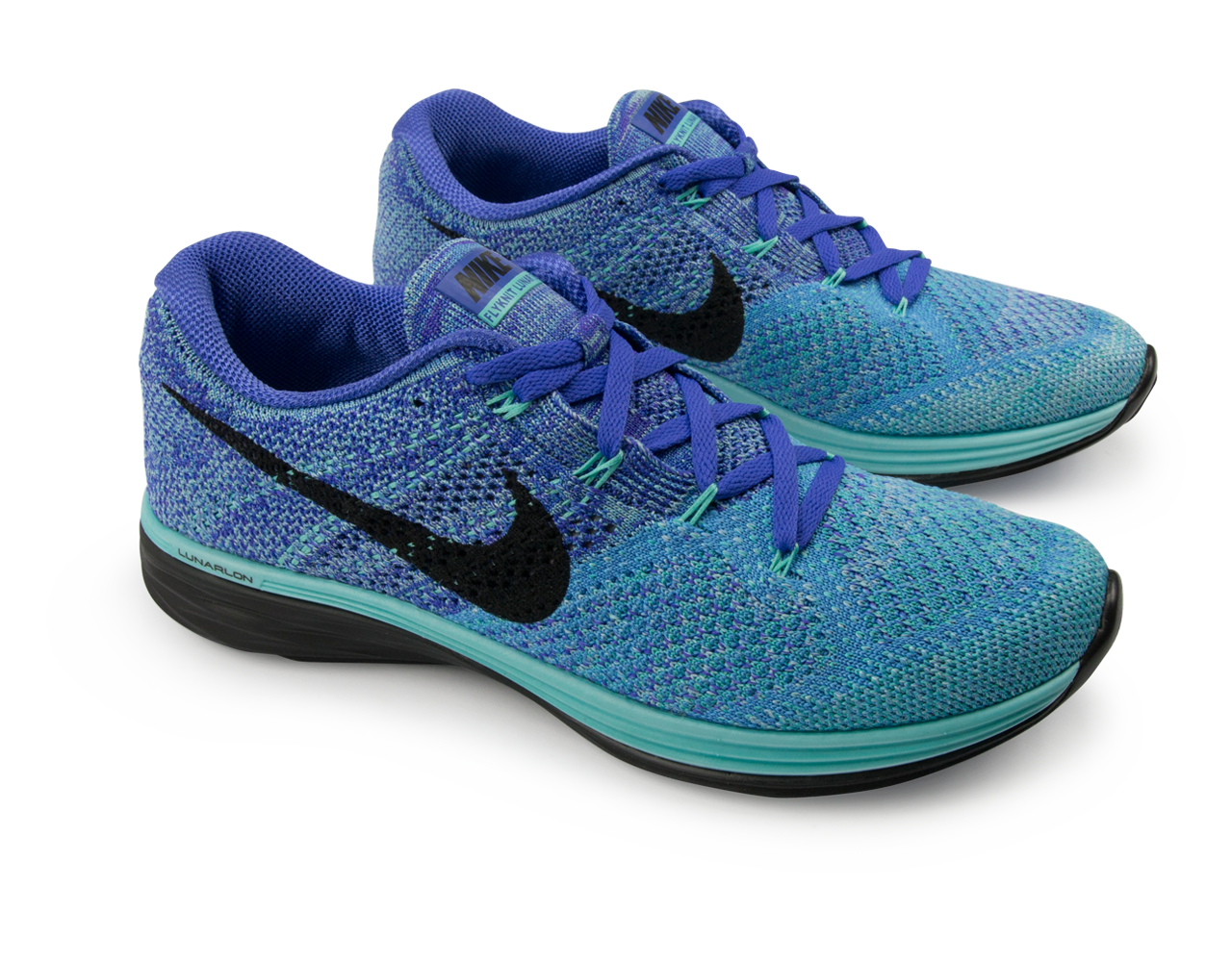 Nike Women's Flyknit Lunar 3 Running Shoes Light Aqua/Persian Violet/University Blue - Image 4