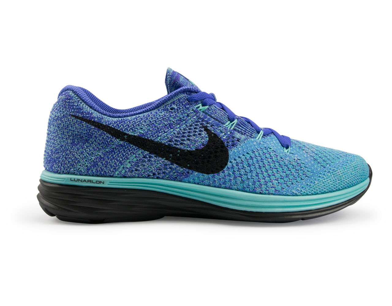 Nike Women's Flyknit Lunar 3 Running Shoes Light Aqua/Persian Violet/University Blue - Image 2