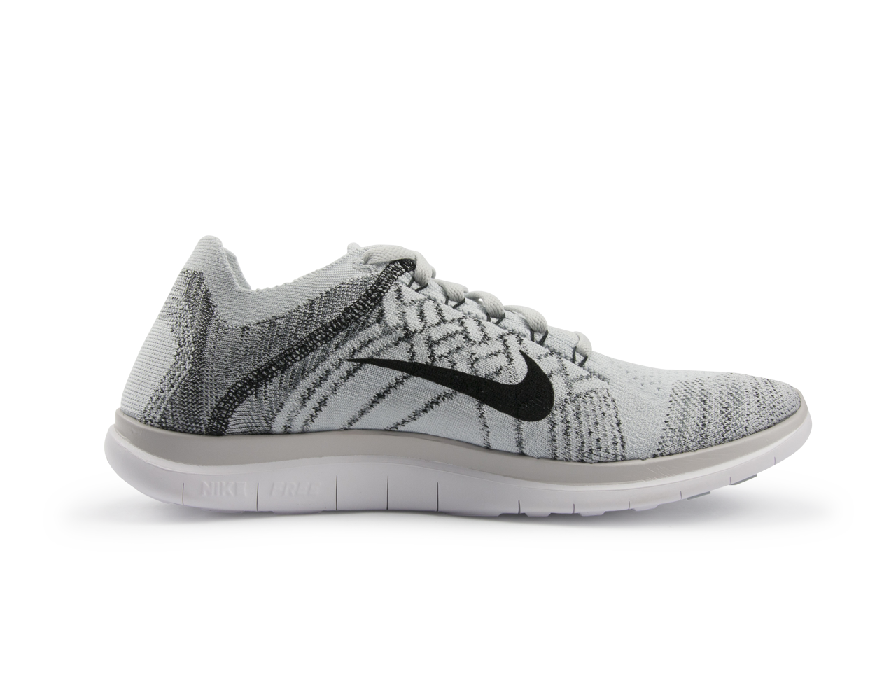 Nike Men's Free 4.0 Flyknit Running Shoes Pure Platinum/Black/White - Image 2