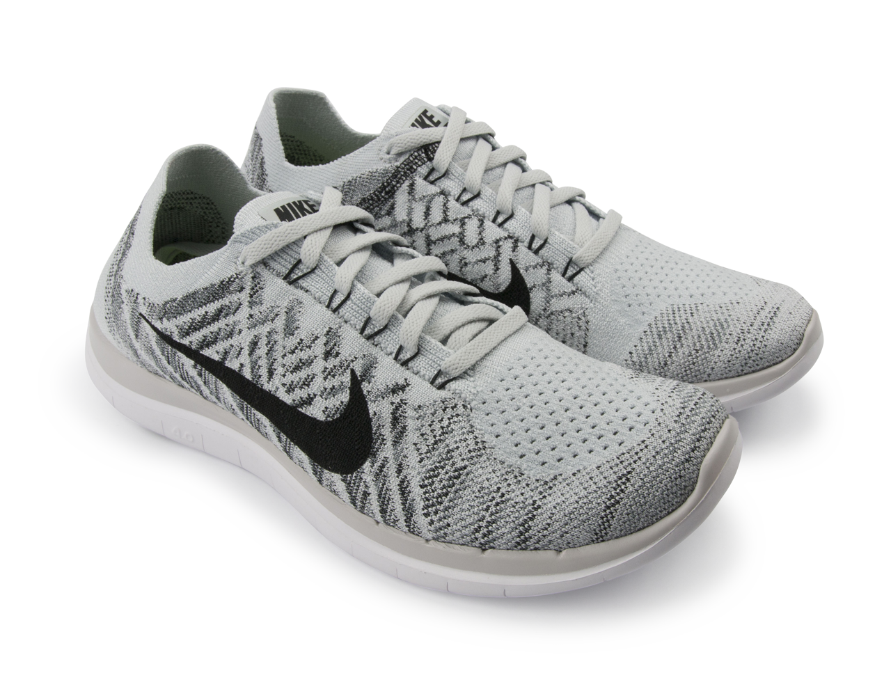 Nike Men's Free 4.0 Flyknit Running Shoes Pure Platinum/Black/White - Image 3