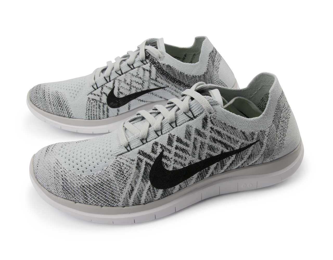 Nike Men's Free 4.0 Flyknit Running Shoes Pure Platinum/Black/White - Image 4