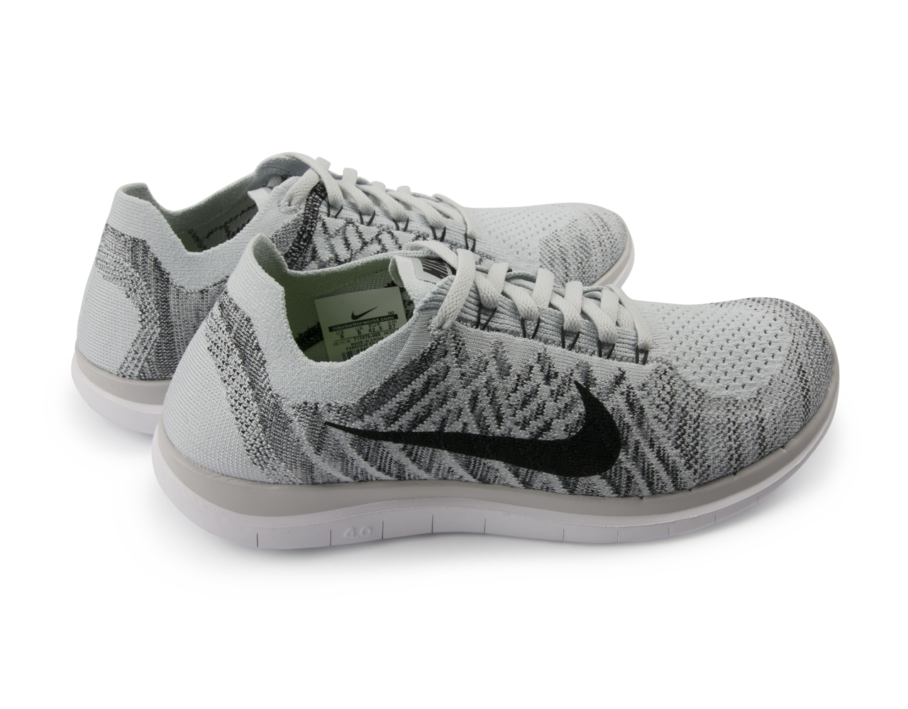 Nike Men's Free 4.0 Flyknit Running Shoes Pure Platinum/Black/White - Image 6