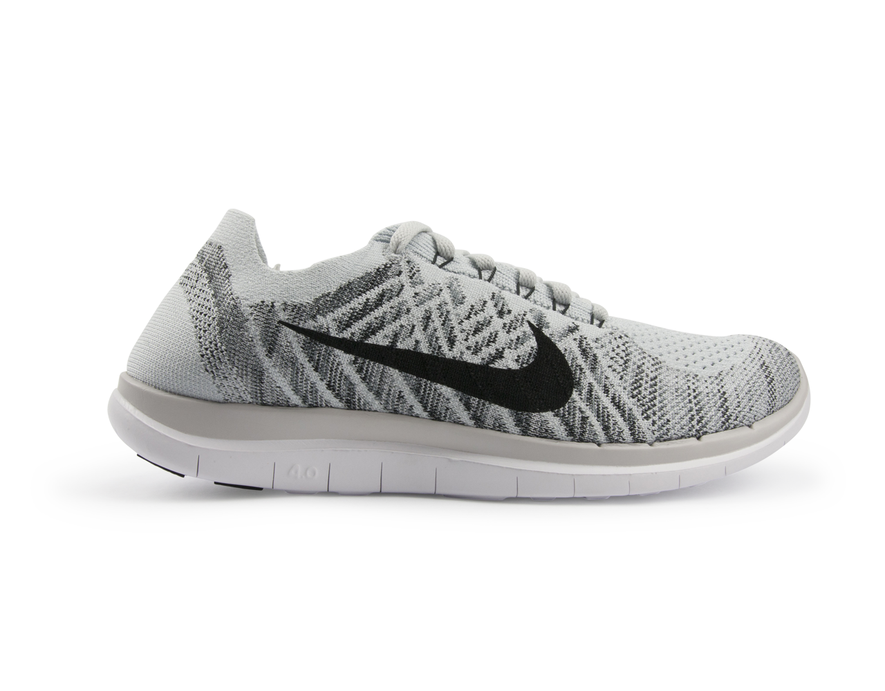 Nike Men's Free 4.0 Flyknit Running Shoes Pure Platinum/Black/White