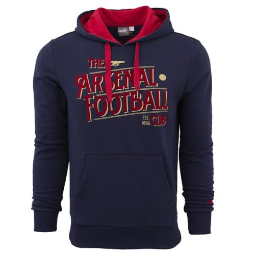 PUMA Men's Arsenal FC Graphic Fan Hoodie Black Iris/Victory Gold
