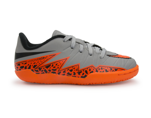 Nike Kids Hypervenom Phelon Indoor Soccer Shoes Wolf Grey/Total Orange/Black
