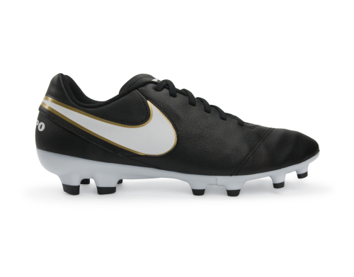 Nike Men's Tiempo Genio II Leather FG Black/White/Metallic Gold