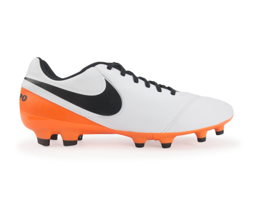 Nike Men's Tiempo Genio Leather FG White/Black/Total Orange