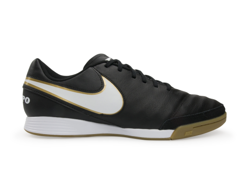 Nike Men's Tiempo Genio II Leather Indoor Soccer Shoes Black/White/Metallic Gold