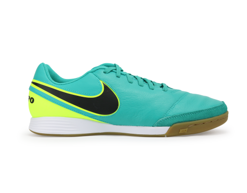 Nike Men's Tiempo Genio II Leather Indoor Soccer Shoes Clear Jade/Black/Volt