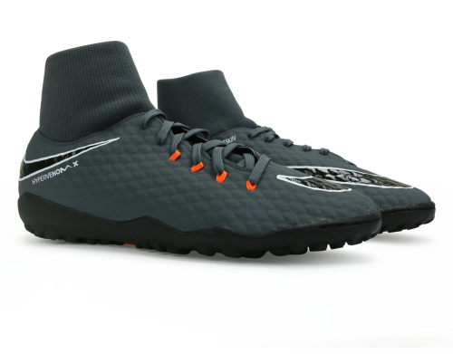 Nike Men's Hypervenom PhantomX 3 Academy Dynamic Fit Turf Soccer Shoes Dark Grey/Total Orange/White