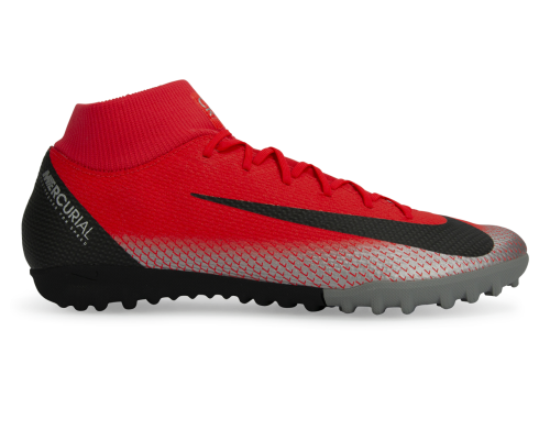 Nike Men's Mercurial CR7 Superfly 6 Academy Turf Soccer Shoes Bright Crimson/Black