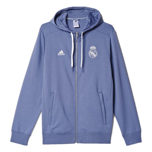 adidas Men's Real Madrid 3 Stripe Zip Hoodie Super Purple