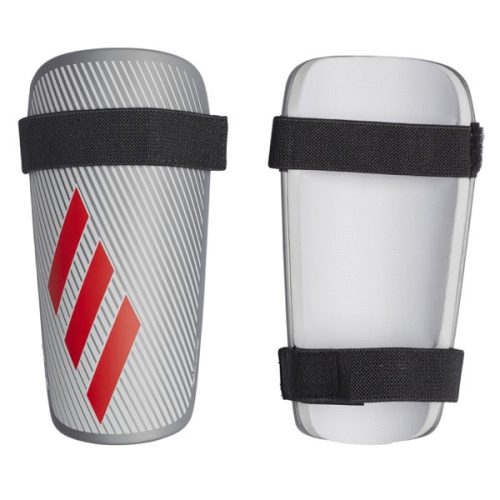 adidas X Lite Shin Guards Silver Metallic/Hi-Res Red/White
