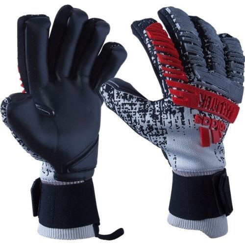 adidas Men's Predator Pro Fingersave Goalkeeper Gloves Silver Metallic/Black/Hi-Res Red