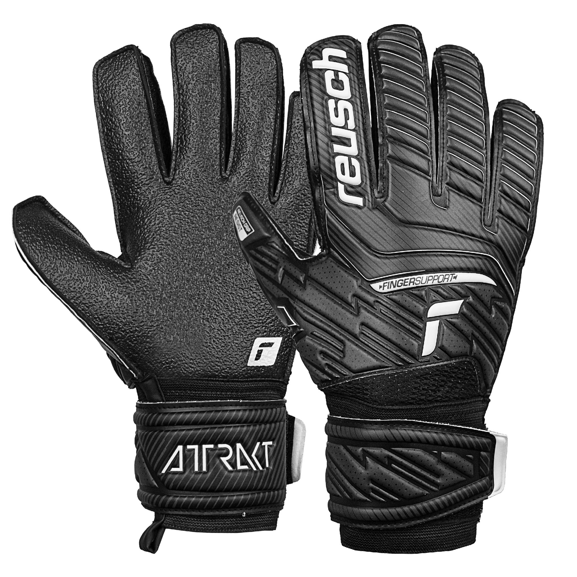 Reusch Men's Goalkeeper Attrakt Resist Fingersave Goalkeeper Gloves Black