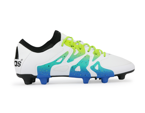 adidas Men's X 15.1 FG/AG White/Solar Slime/Blue