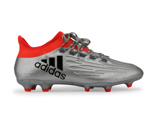 adidas Men's X 16.2 FG Silver Metallic/Black/Solar Red