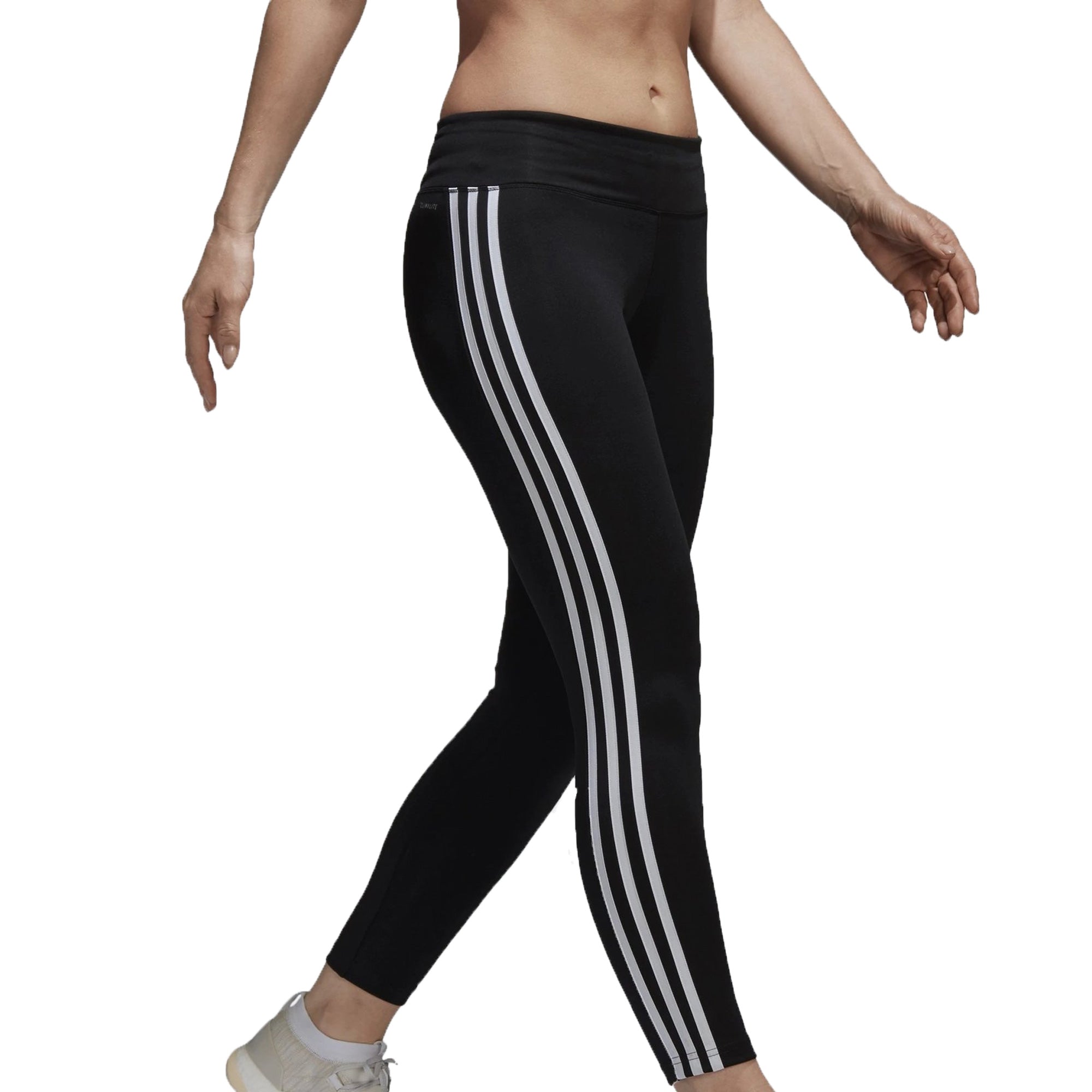 adidas Women's Design 2 Move ClimaLite 3-Stripes Tights Black/White - Image 2