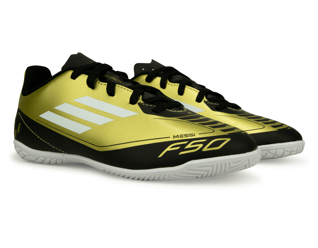 adidas Kids F50 Club Messi IN Gold/Black/White - Image 3