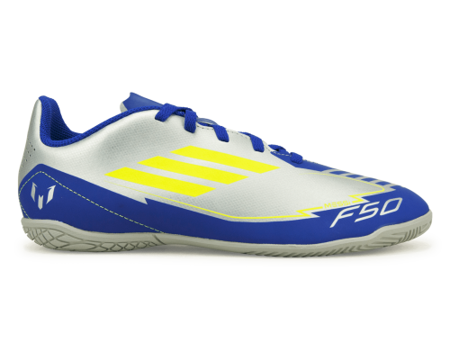 adidas Kids F50 Club Messi IN Silver/Volt/Blue