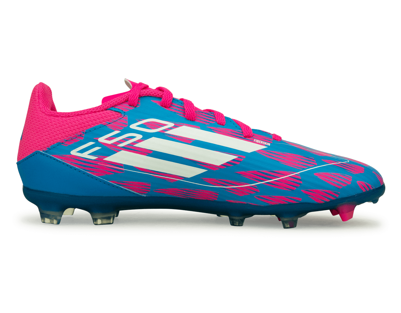 adidas Kids F50 League FG/MG Blue/White/Pink - Image 2