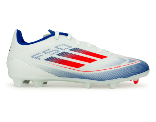 adidas Kids F50 League FG/MG White/Lucid Blue