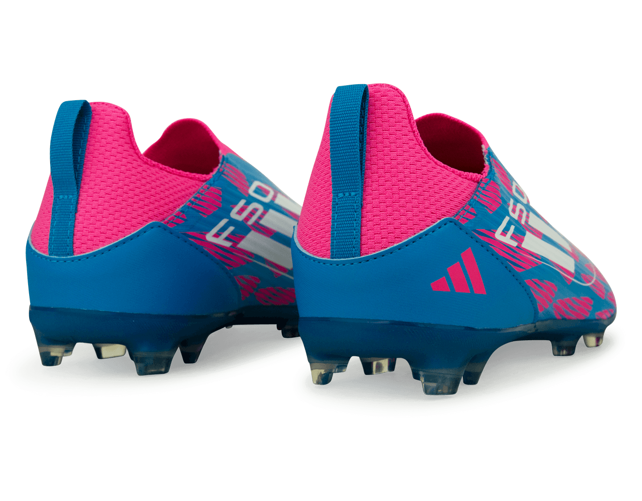 adidas Kids F50 League Laceless FG/MG Blue/White/Pink - Image 4