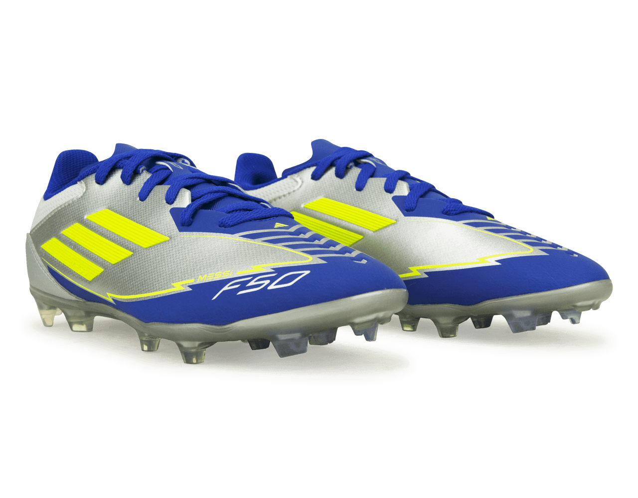adidas Kids F50 League Messi FG/MG Silver/Volt/Blue - Image 3