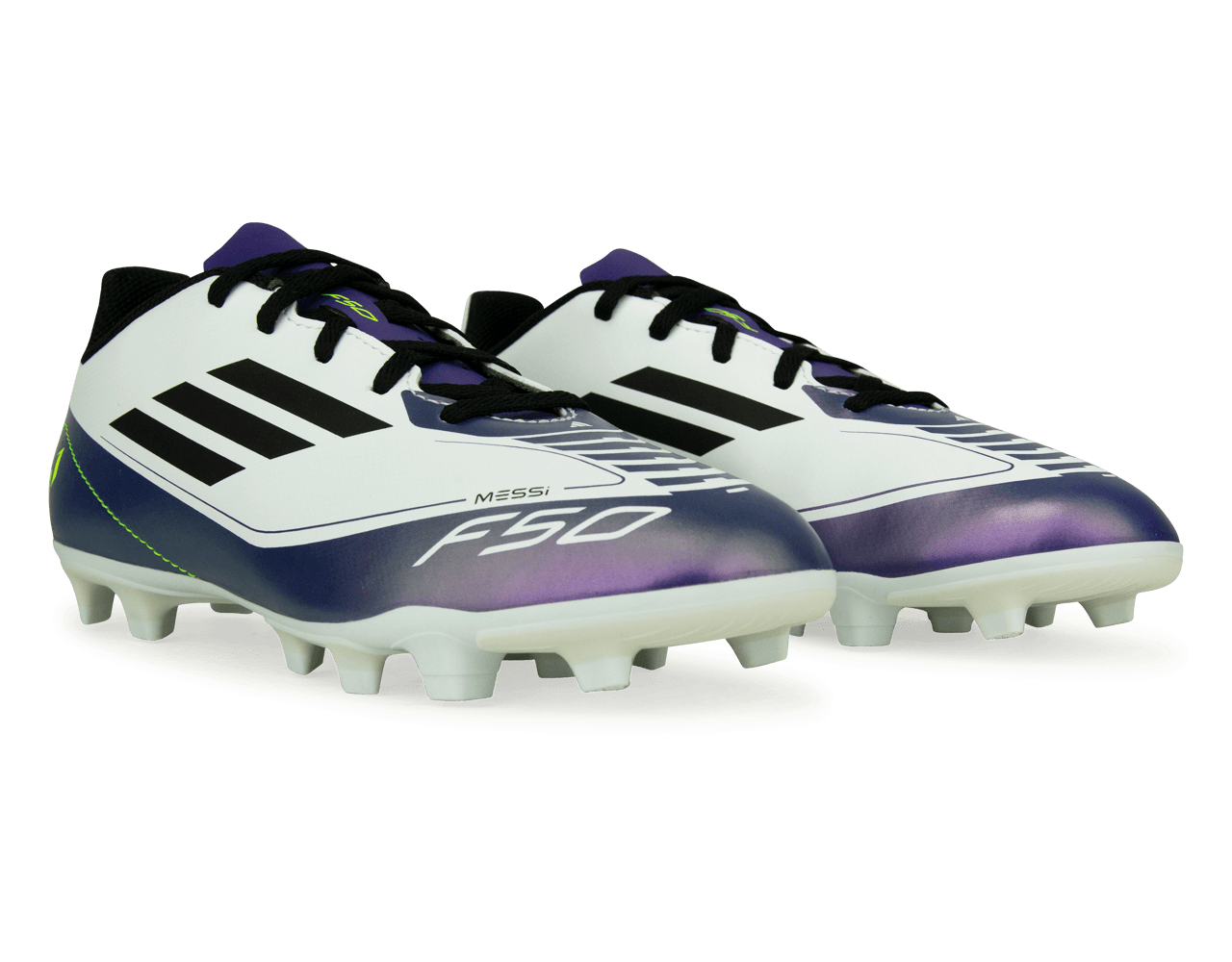 adidas Kids F50 Club Messi FxG White/Black/Purple - Image 5