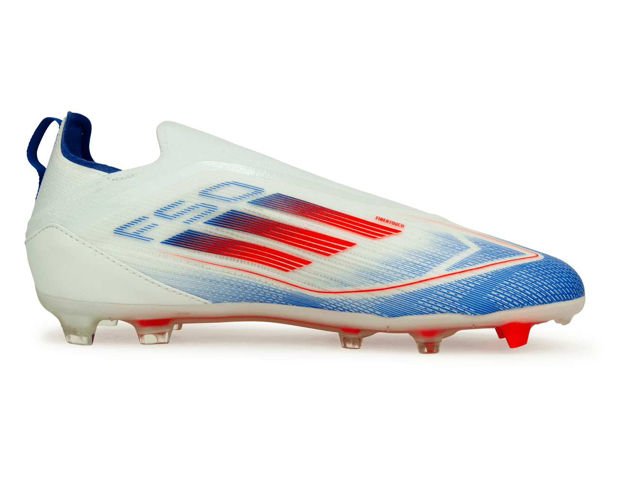 adidas Kids F50 Pro Laceless FG White/Lucid Blue - Image 2
